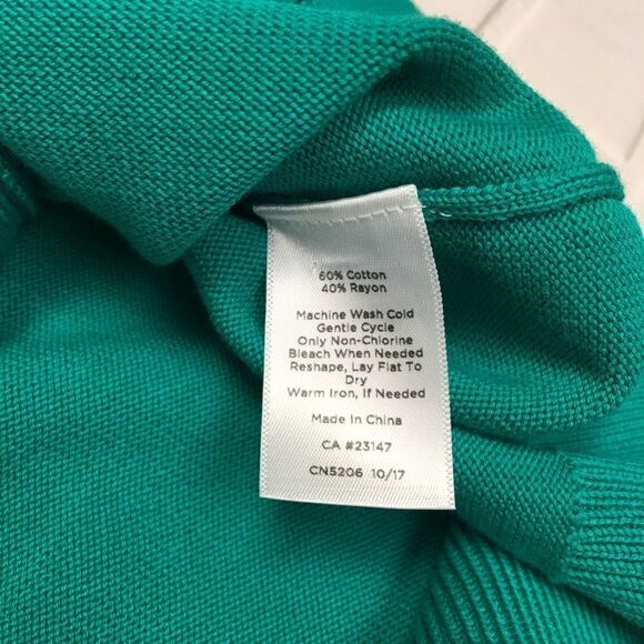 Talbots teal green cardigan with 3/4 sleeves | SP - Picture 6 of 6
